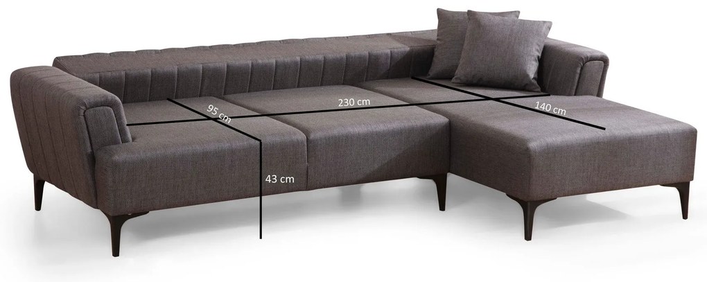 Sofá-cama de Canto Hamlet – Cinzento Escuro – 270x140 cm