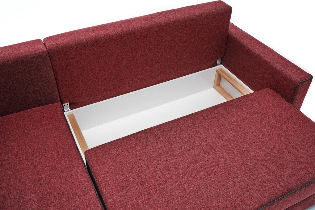 Sofá-Cama de Canto Ece – Vermelho Claret – 242 cm x 88 cm x 90 cm