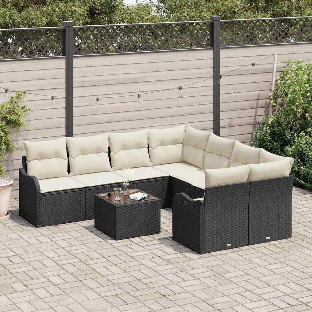 Conjunto de sofá pra jardim com 9 peças e almofadas em rattan sintétic