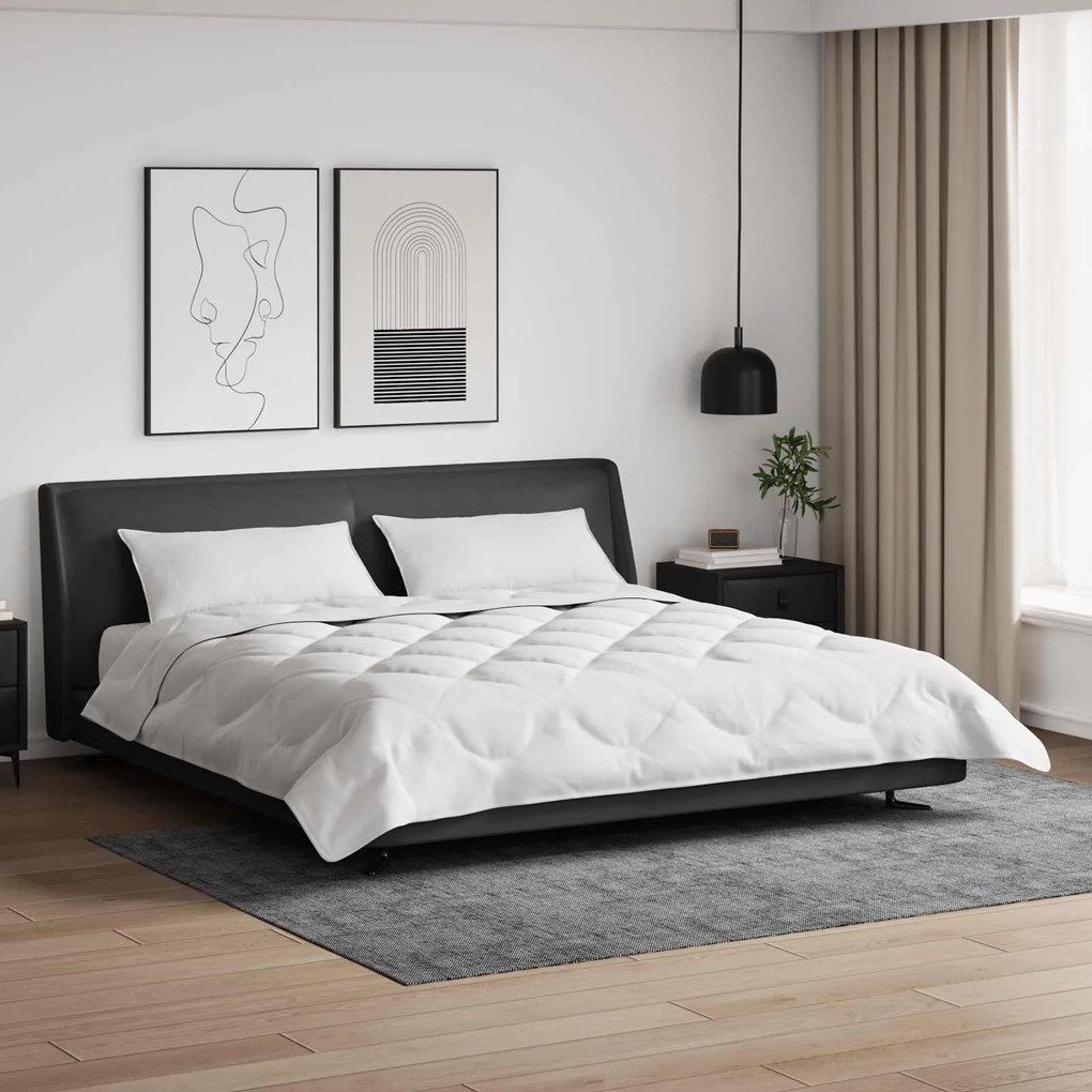 vidaXL Edredão com travesseiro 3 pcs Branco Microfibra