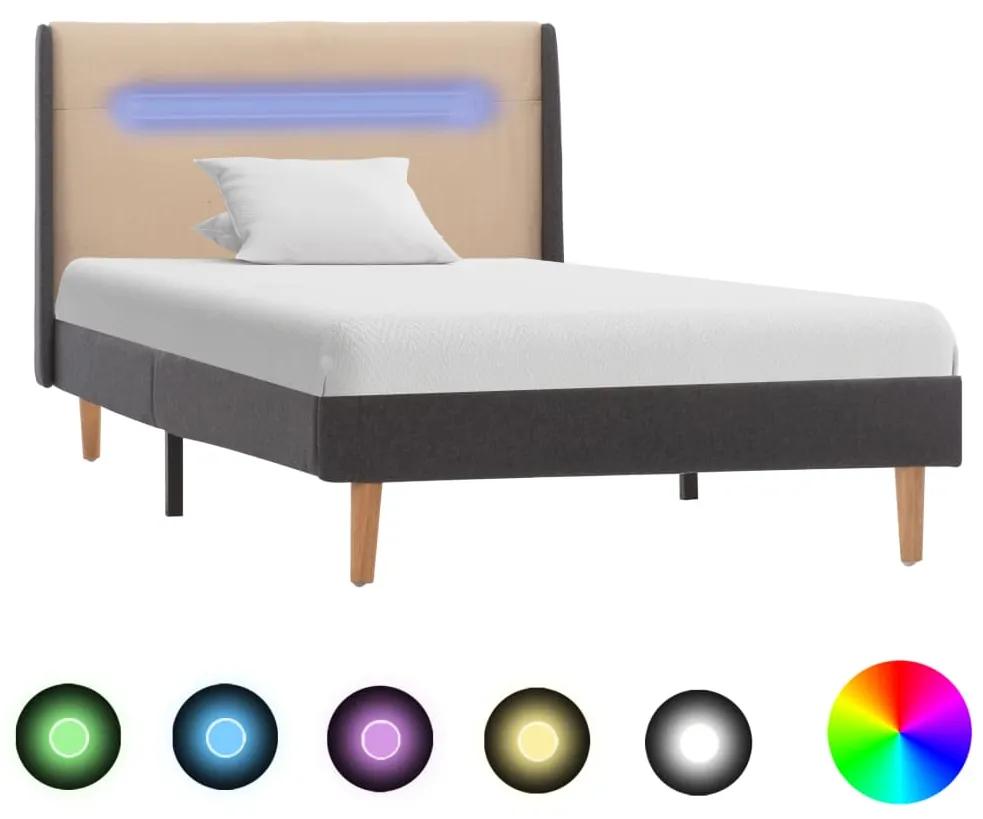 286697 vidaXL Estrutura de cama com LED em tecido 90x200 cm creme