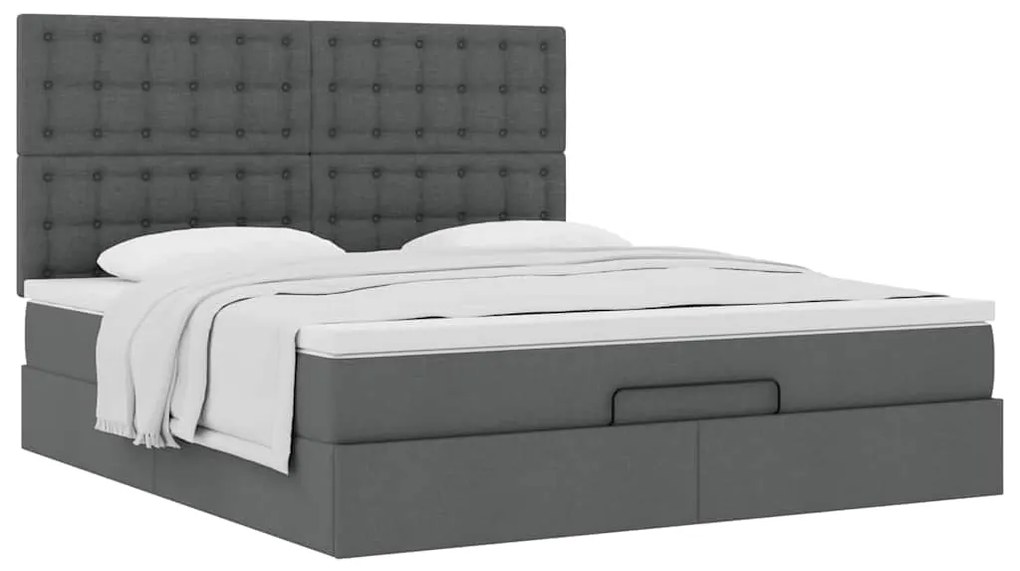 Estrutura de cama otomana com colchão 180x200cm cinzento escuro