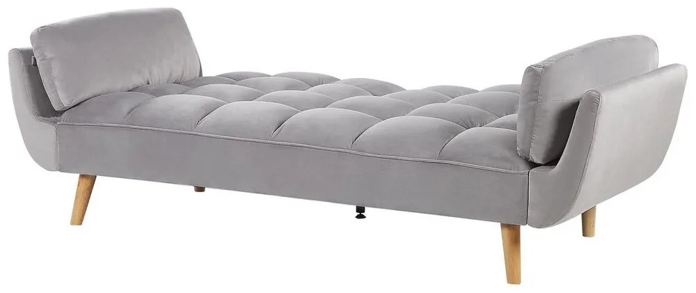 Sofá-cama em veludo cinzento claro ASBY Beliani