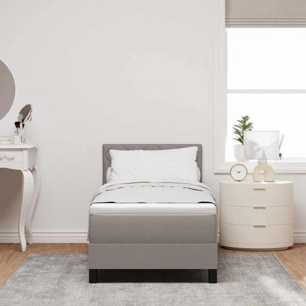 Cama Box Spring com Colchão Taupe 80x200 cm Tecido