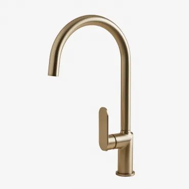 Torneira De Cozinha Com Bica Alta Em Latão Alameda Dourado - Sklum
