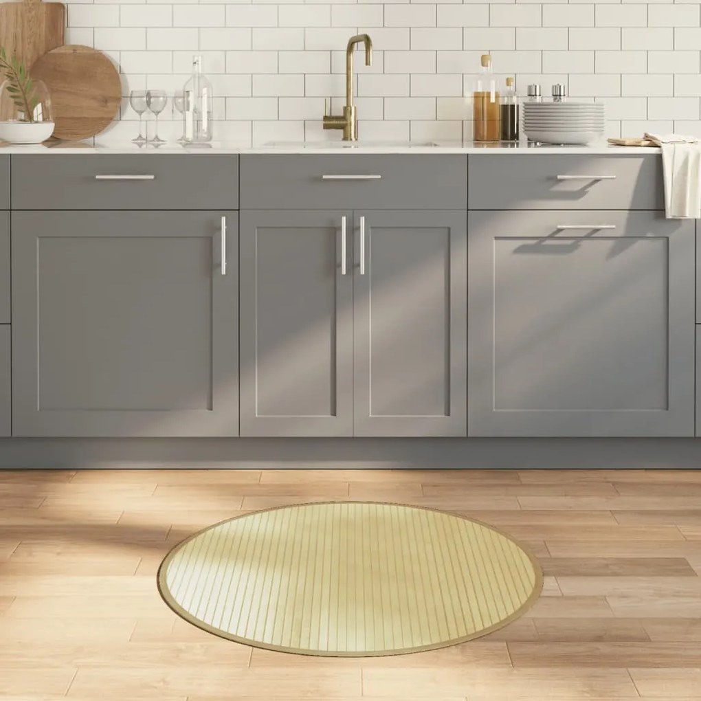Tapete redondo 80 cm bambu natural claro