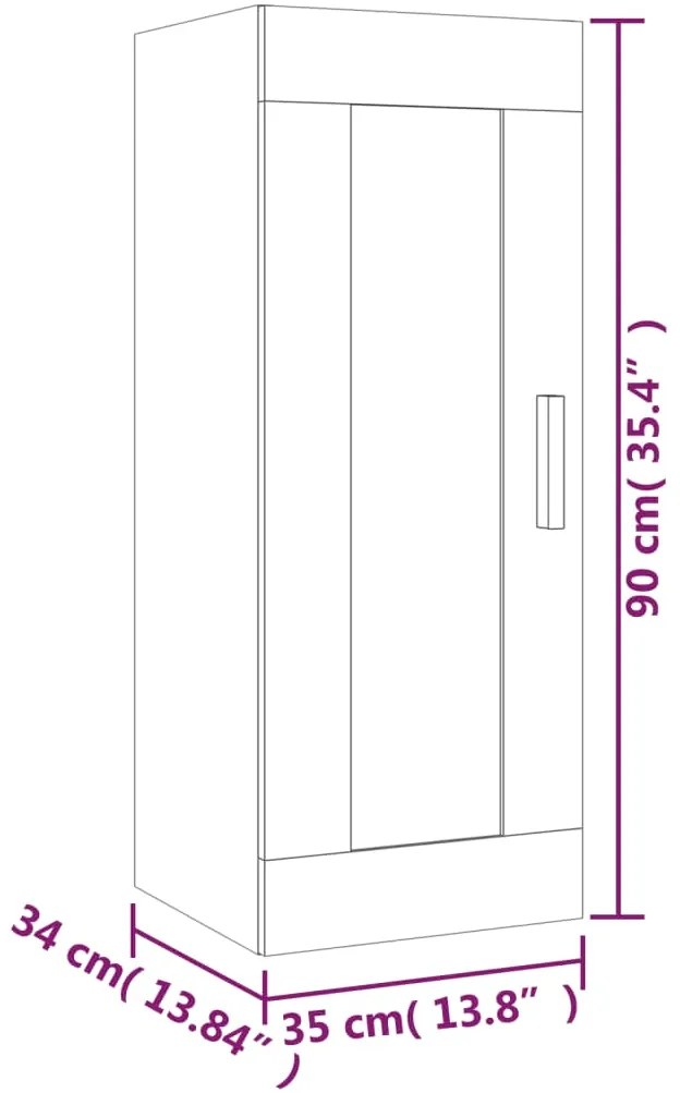 Armário de parede 35x34x90cm derivados madeira carvalho fumado