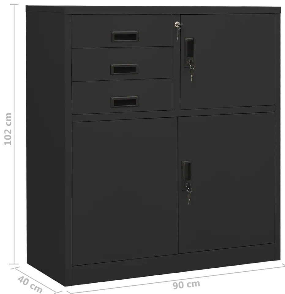 Armário de escritório c/ floreira 90x40x125 cm aço antracite
