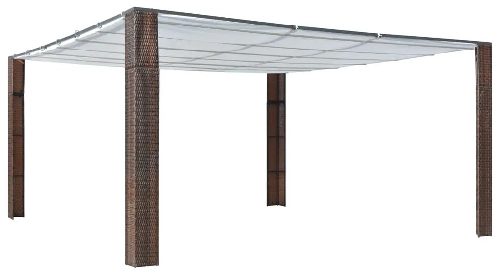 vidaXL Gazebo com teto em vime PE 400x400x200 cm castanho e creme
