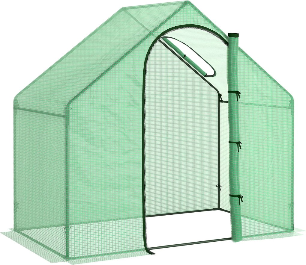 Estufa Transparente de Jardim 180x100x168 cm Estufa de Jardim com Porta Enrolável e Estrutura de Aço Verde