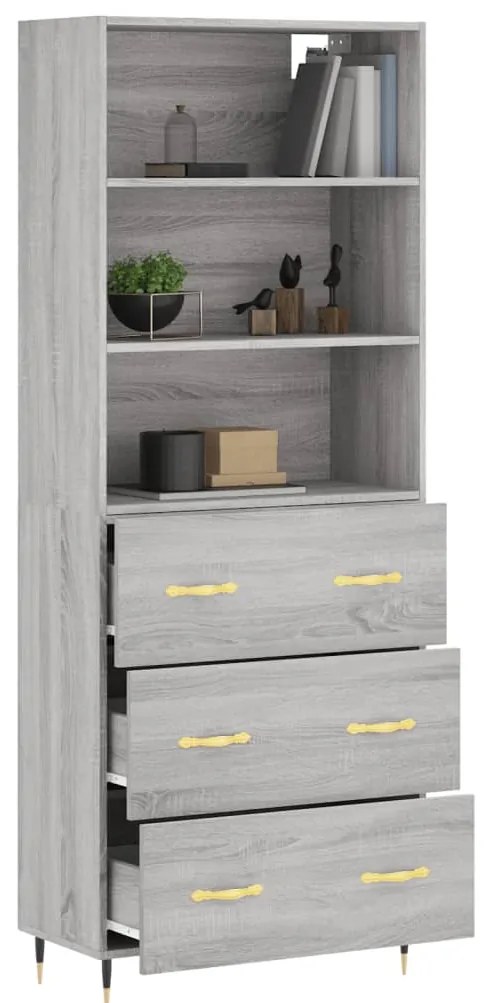 Armário alto 69,5x34x180 cm derivados de madeira sonoma cinza