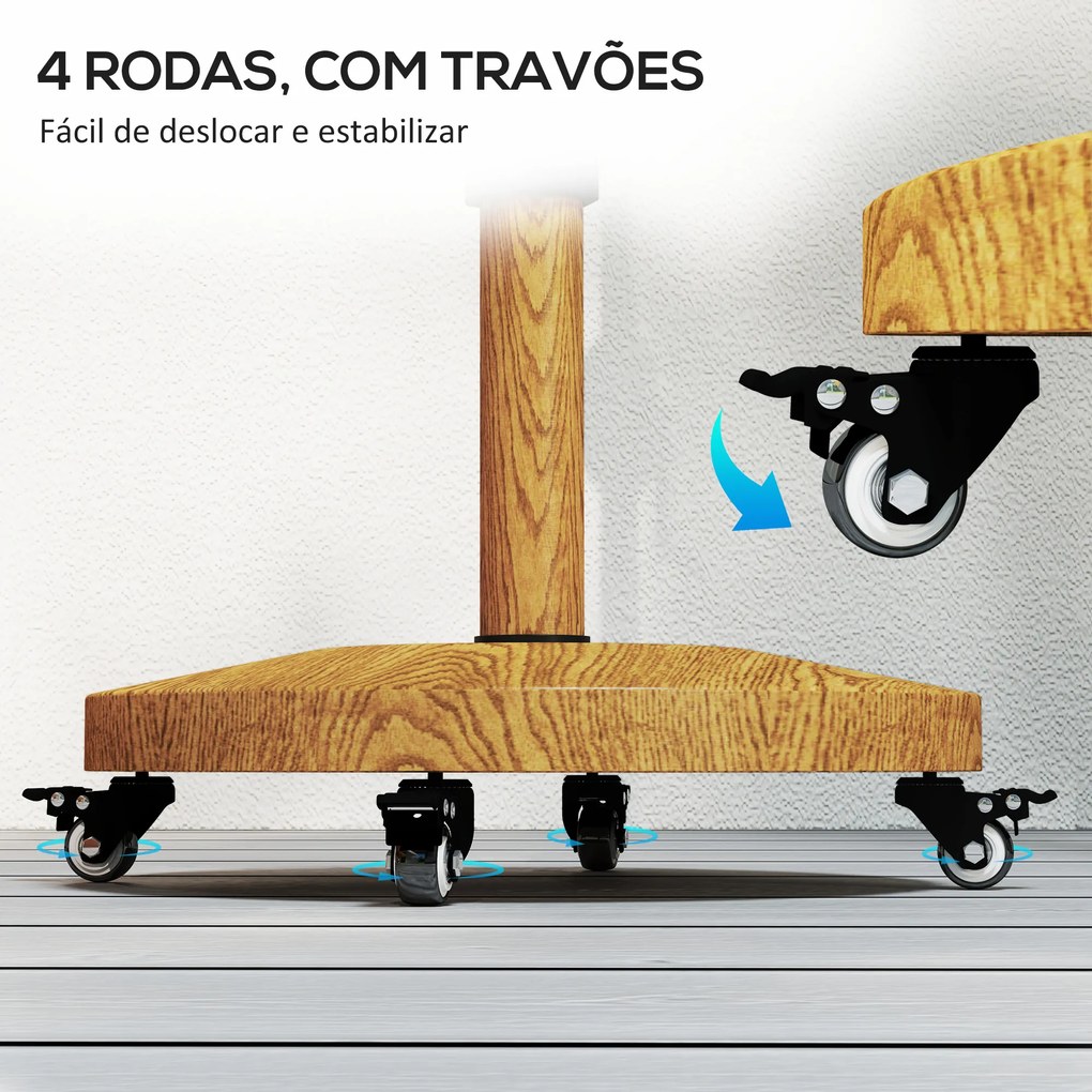 Base para Chapéu de Sol Redonda com Rodas Base para Chapéu de Sol com Preenchimento de Cimento 24,5 kg Ø48x44 cm Madeira