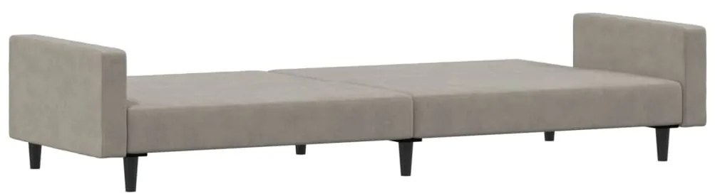 Sofá-cama de 2 lugares veludo cinzento-claro