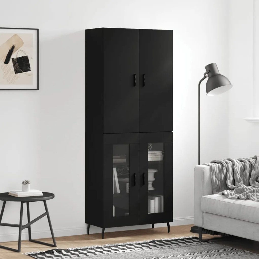 vidaXL Armário alto 69,5x34x180 cm derivados de madeira preto