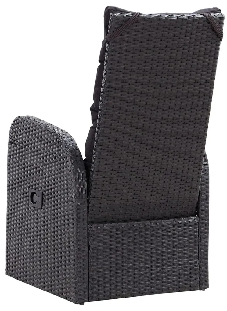 Cadeiras de jardim reclináveis c/ almofadões 2pcs vime PE preto