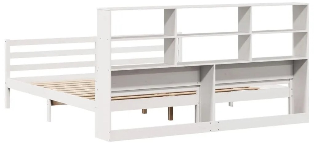 Cama com estante sem colchão 180x200 cm pinho maciço branco