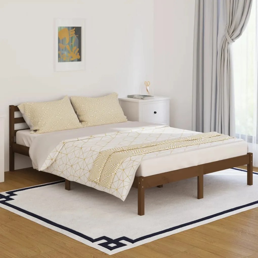 vidaXL Estrutura cama 140x200 cm madeira de pinho maciça castanho-mel
