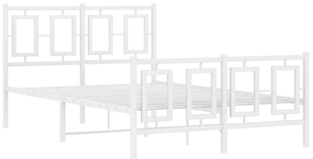 Estrutura de cama com cabeceira e pés 120x200 cm metal branco