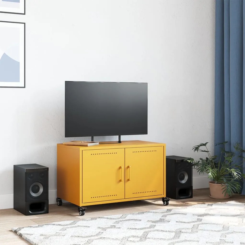 Móvel de TV 68x39x43,5 cm aço amarelo mostarda
