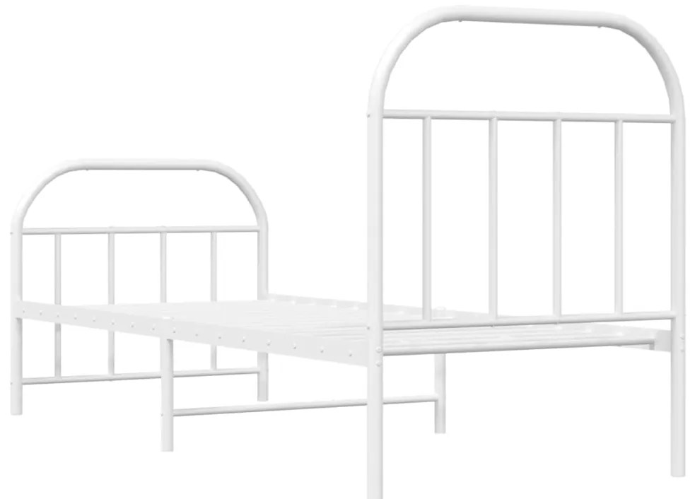 Estrutura de cama com cabeceira e pés 75x190 cm metal branco