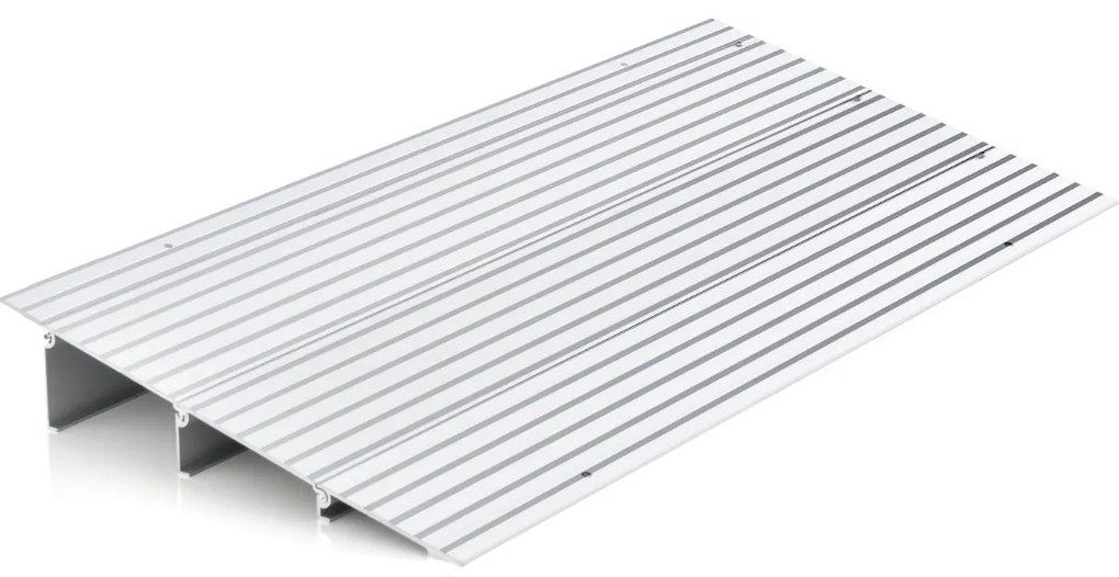 Rampa escadas cadeiras de rodas com moldura em alumínio e superfície antiderrapante Carga 317 kg para cadeiras roda 86,5 x 41,5 x 8,5 cm Prata