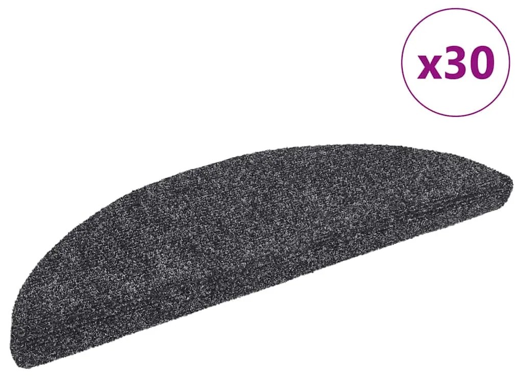 vidaXL Tapetes de escada adesivos 30 pcs 56x17x3 cm cinzento-escuro