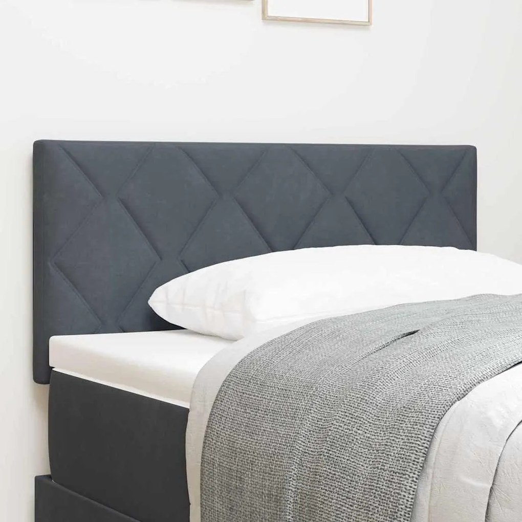 vidaXL Cabeceira LED em design de blocos de diamante, cinza escuro, 90 cm de veludo