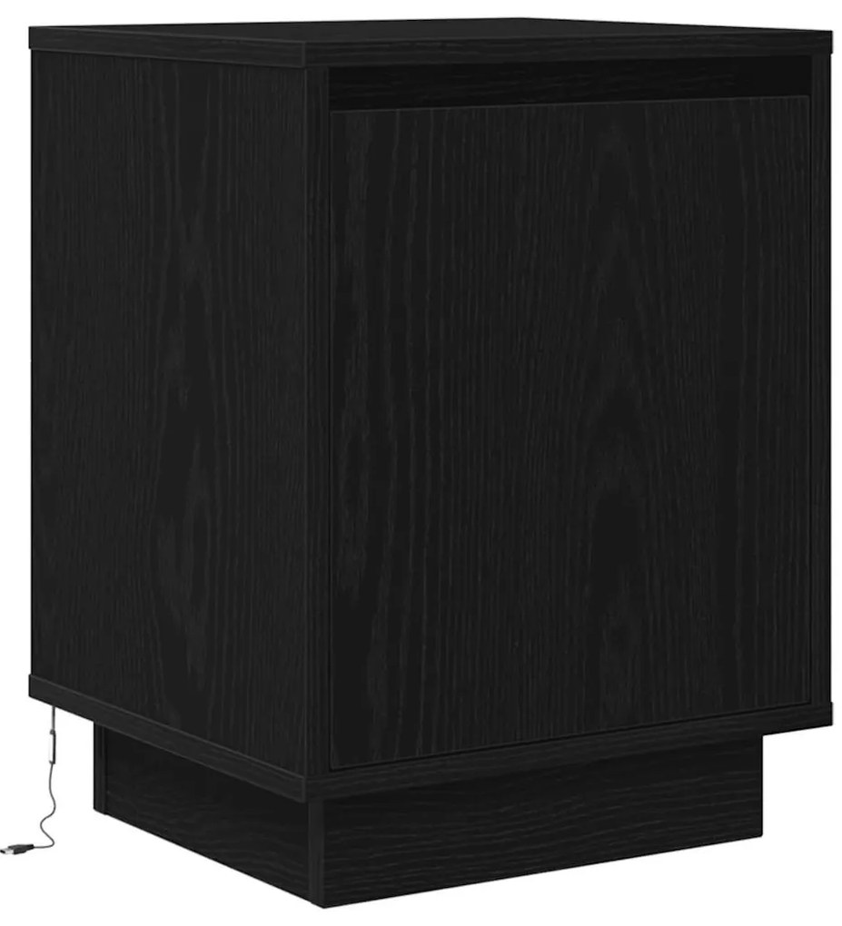 Mesas cabeceira c/ luzes LED 2 pcs 38x34x50 cm preto
