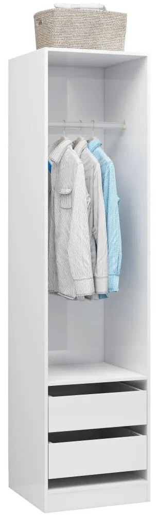 Roupeiro c/ gavetas derivados de madeira branco brilhante