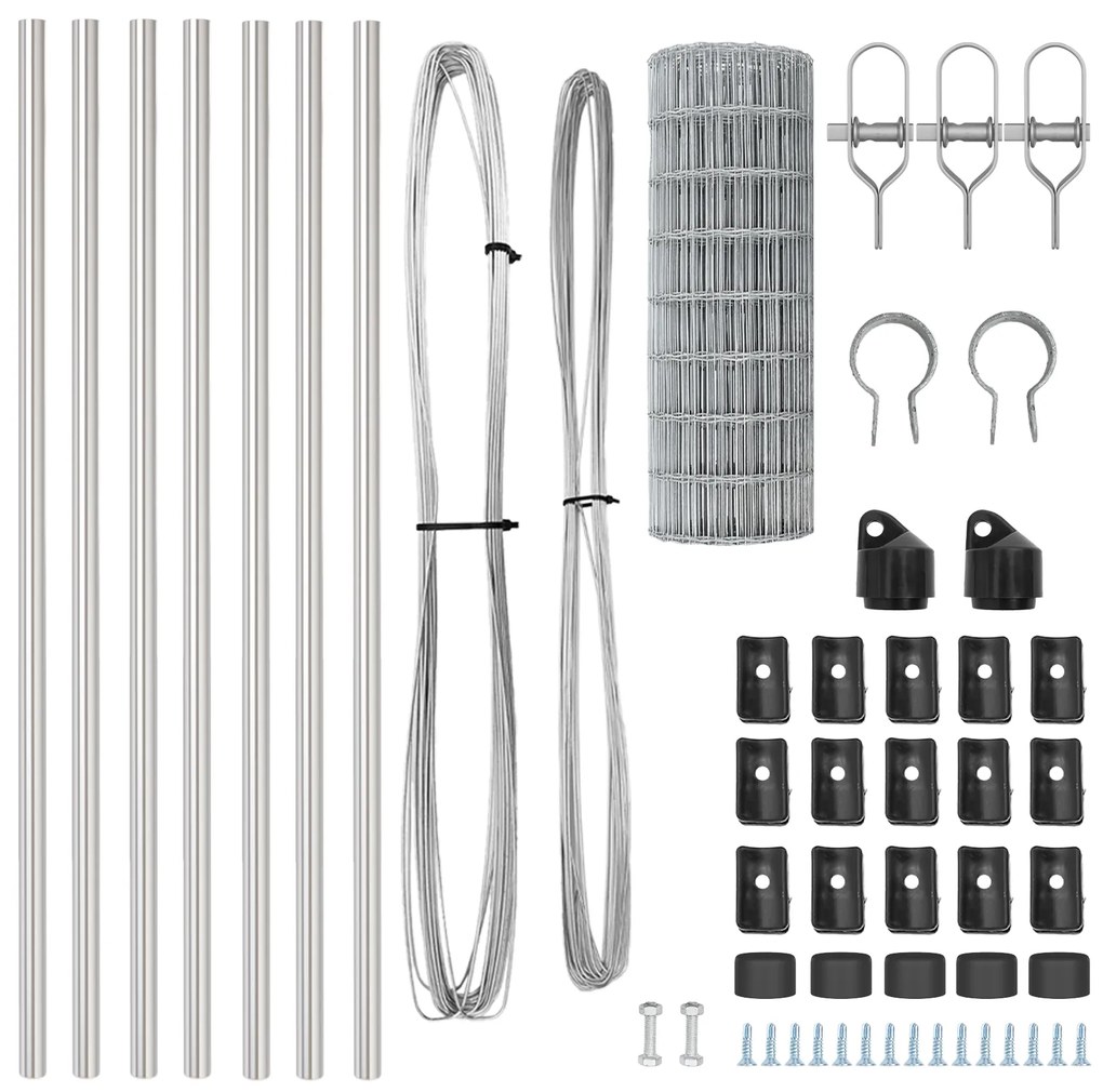 Cerca Euro com 7 Posts 0,8x10 m Aço Galvanizado