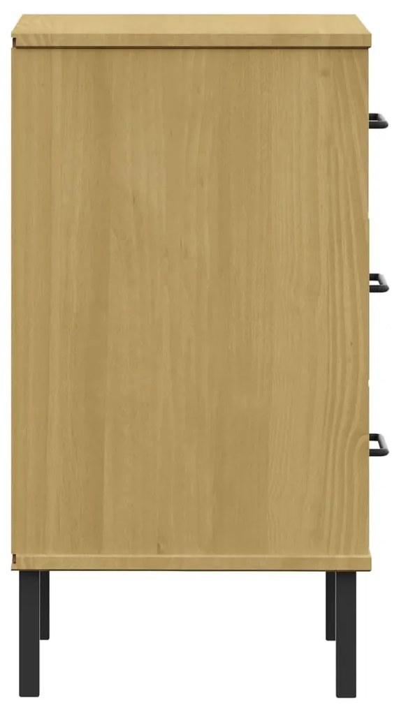 Mesa cabeceira c/ pernas de metal OSLO pinho maciço castanho