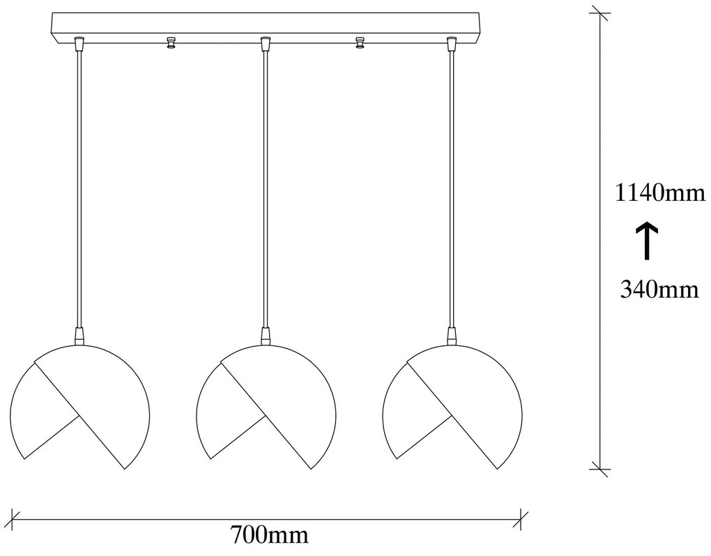 Candeeiro de Teto Berceste – Preto e Dourado – Diâmetro 70 cm, Altura