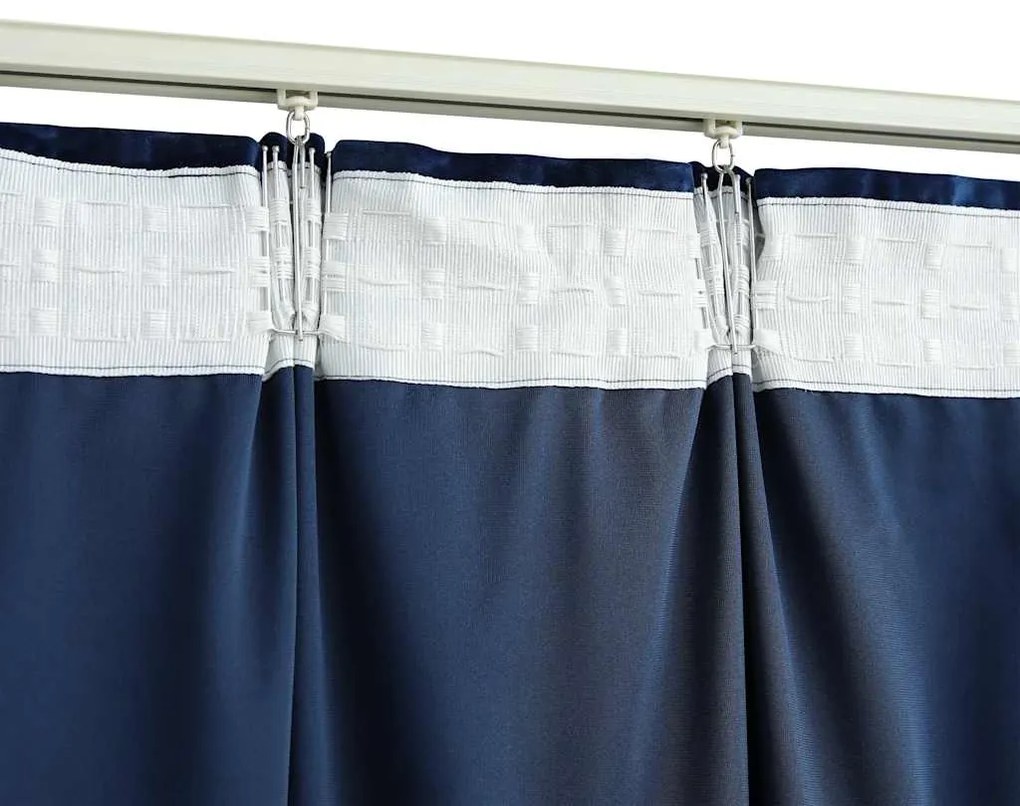 Cortina blackout com ganchos 290x245 cm veludo azul-escuro