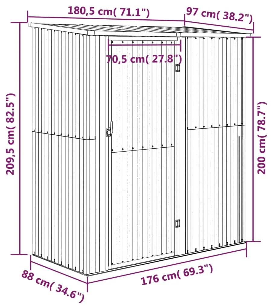 Abrigo de jardim 180,5x97x209,5 cm aço galvanizado verde