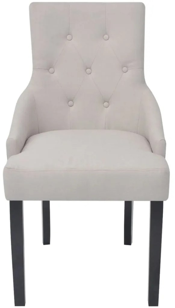 Cadeiras de jantar 2 pcs tecido cinzento creme