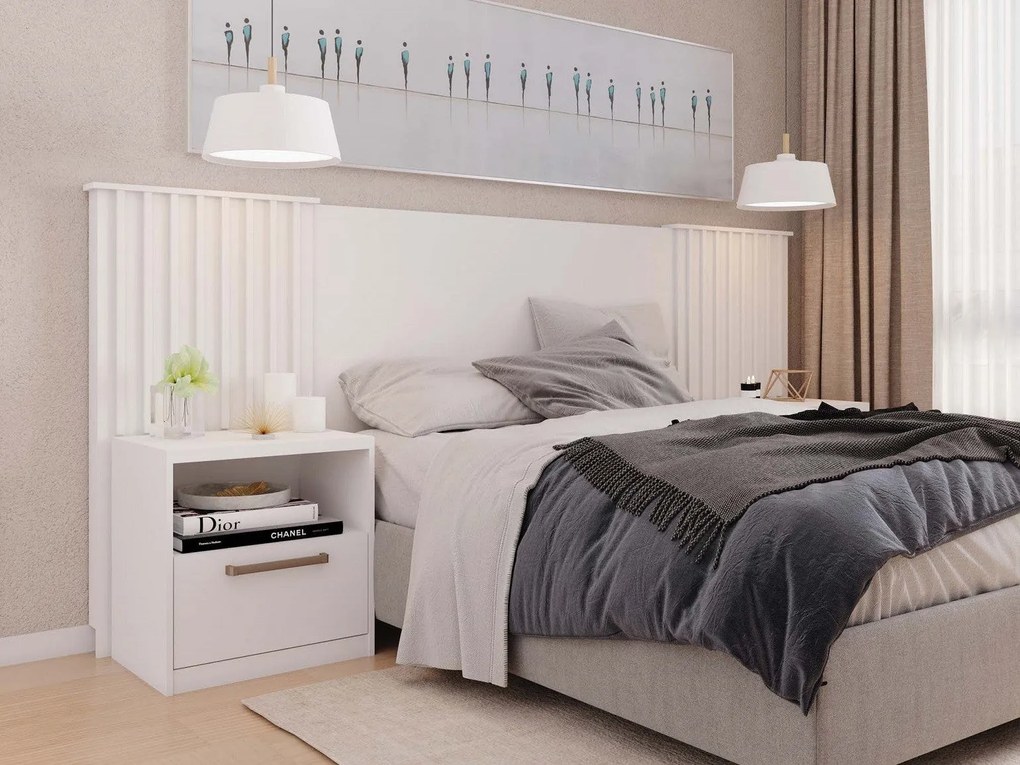 Cabeceira de Cama LUCHIA – Extensível + 2 Mesas de Cabeceira – MDP Bra