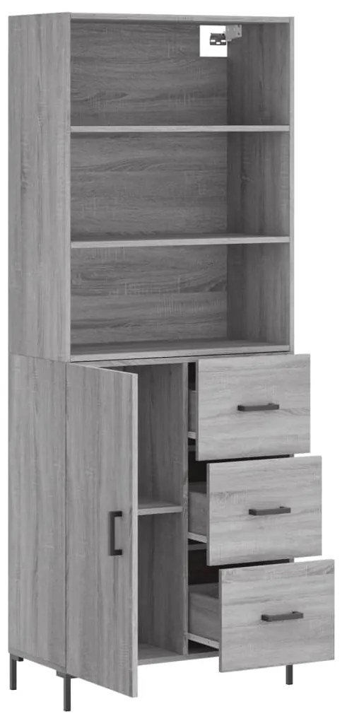 Armário alto 69,5x34x180 cm derivados de madeira sonoma cinza
