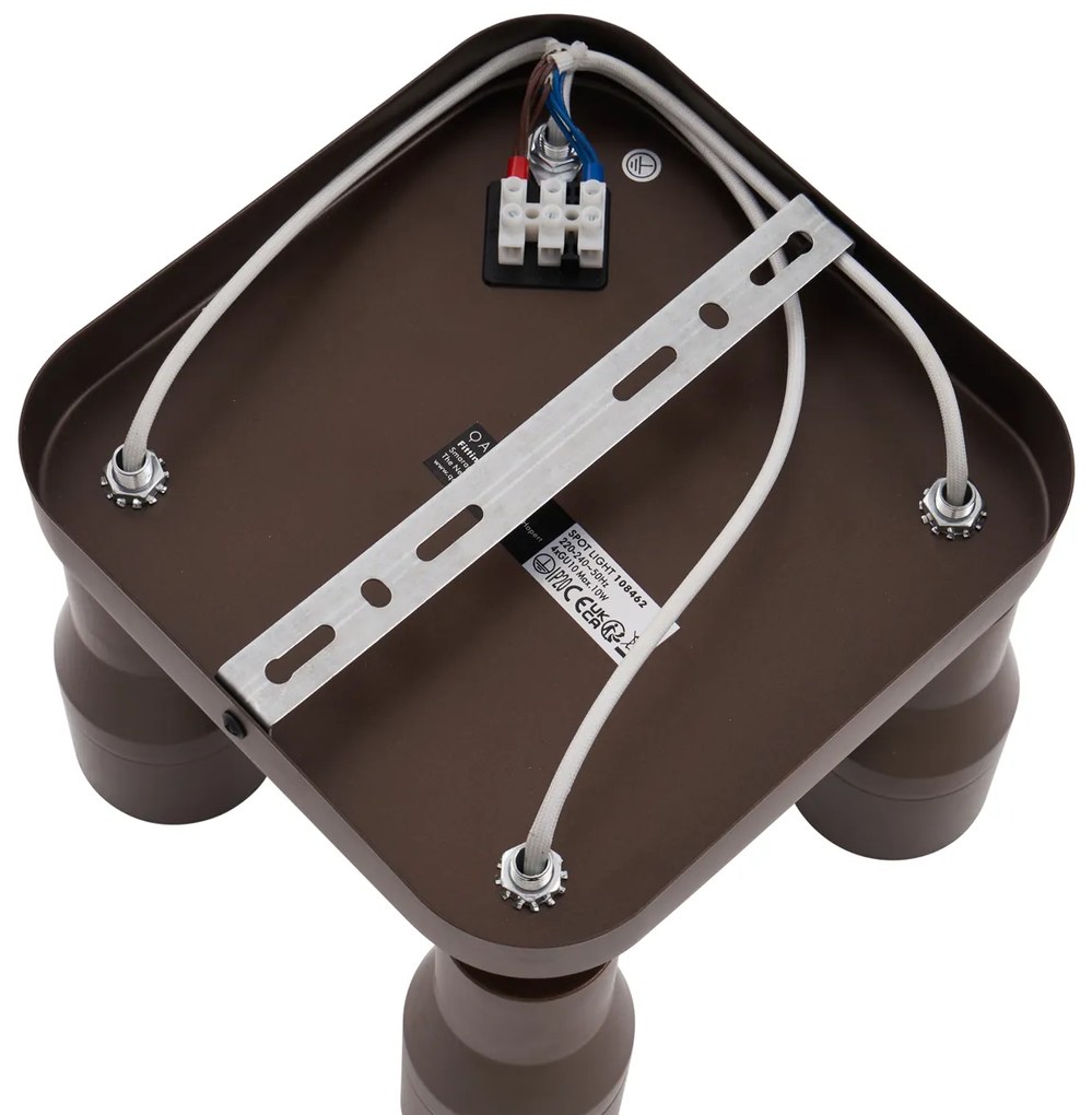 Foco de teto quadrado bronze escuro GU10 50mm 4 luzes - Stanley