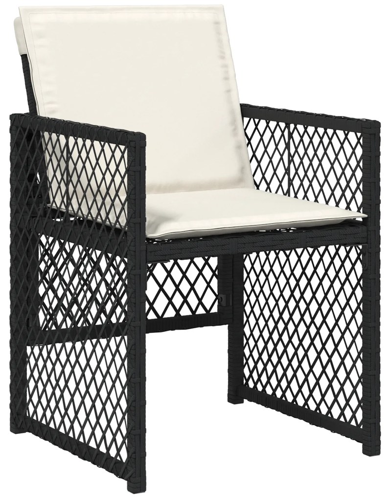 Conjunto de Jantar de Jardim vidaXL de 5 Peças com Almofadas em Preto