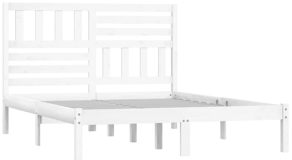 Estrutura de cama 140x190 cm madeira de pinho maciça branco
