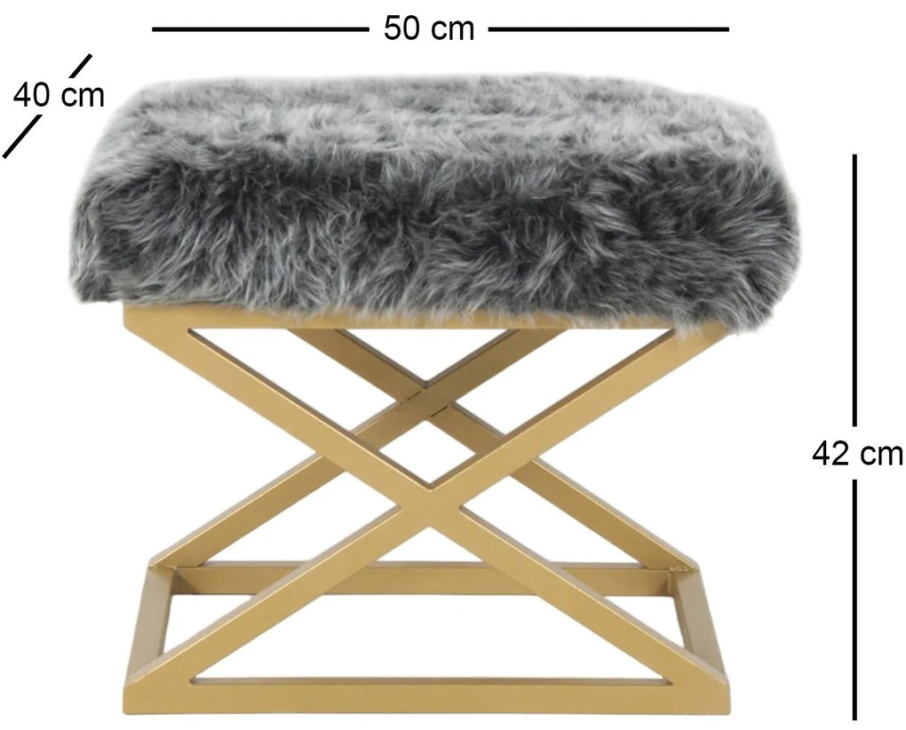 Pouffe Capraz – Dourado e Cinzento – 50x42x40 cm