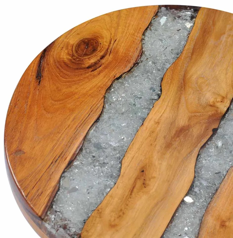 Mesa de centro 40x45 cm madeira de teca maciça e poliresina