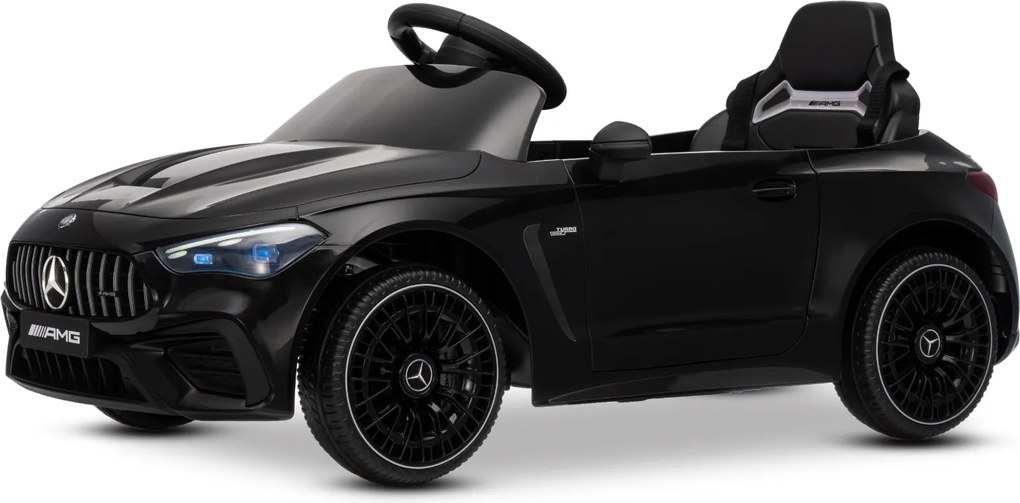 Carro elétrico para crianças Mercedes CLE 12V bateria de lítio, luzes LED, comando remoto de 2,4 GHz, ligação Bluetooth, licença ORIGINAL Preto