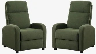 Pack De 2 Poltronas Reclináveis Estofadas Libuliana Bouclé Verde Army - Sklum