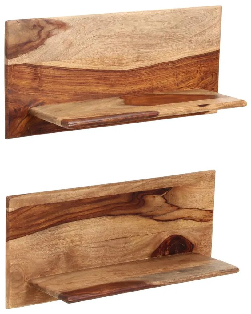 Prateleiras de parede 2 pcs 58x26x20cm madeira acácia maciça