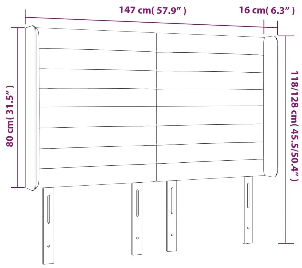 Cabeceira cama c/ abas tecido 147x16x118/128 cm cinzento-escuro