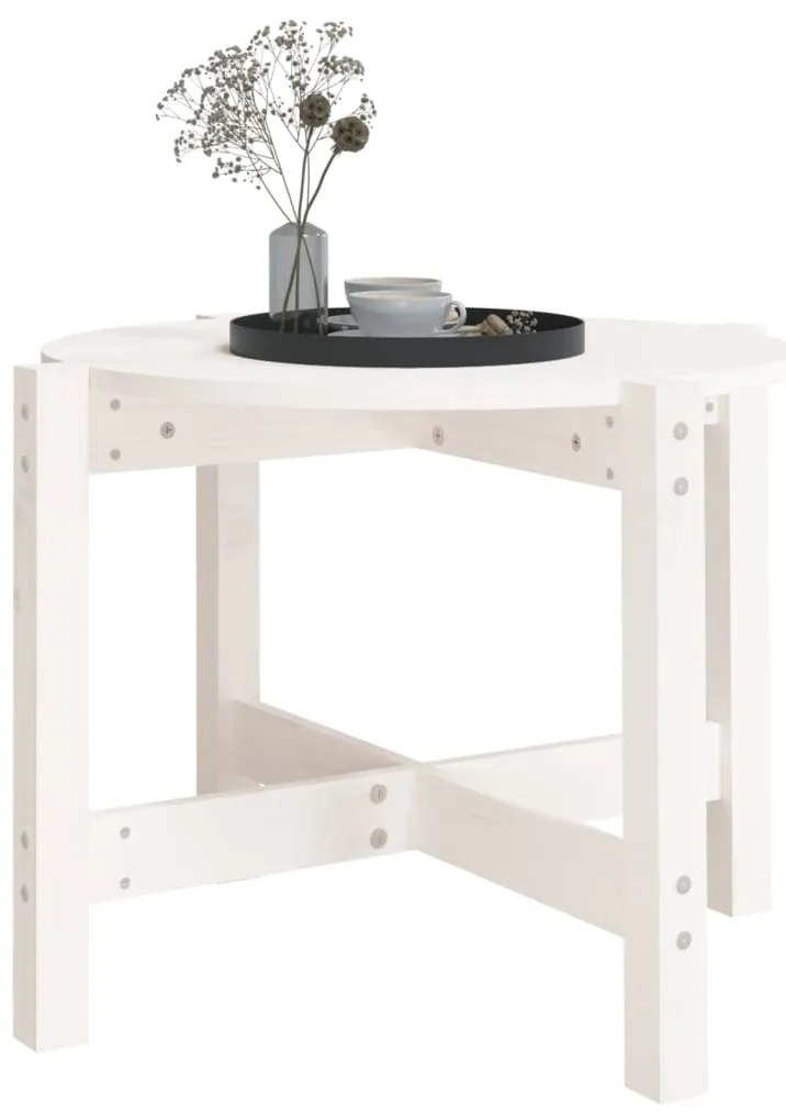 Mesa de centro Ø 62,5x45 cm madeira de pinho maciça branco