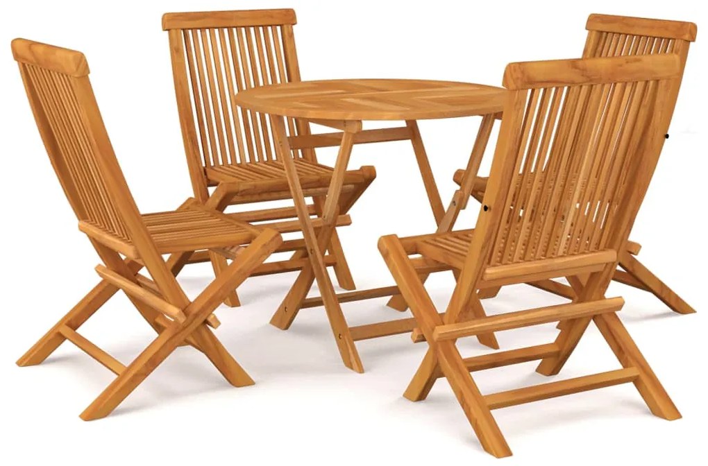 vidaXL 5 pcs conjunto de jantar p/ jardim madeira de teca maciça