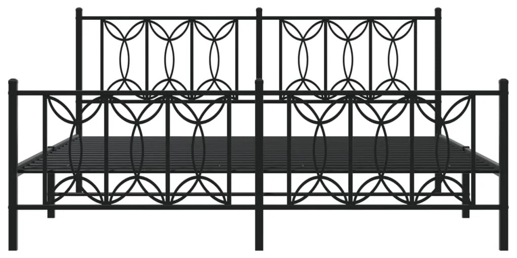 Estrutura de cama com cabeceira e pés 183x213 cm metal preto