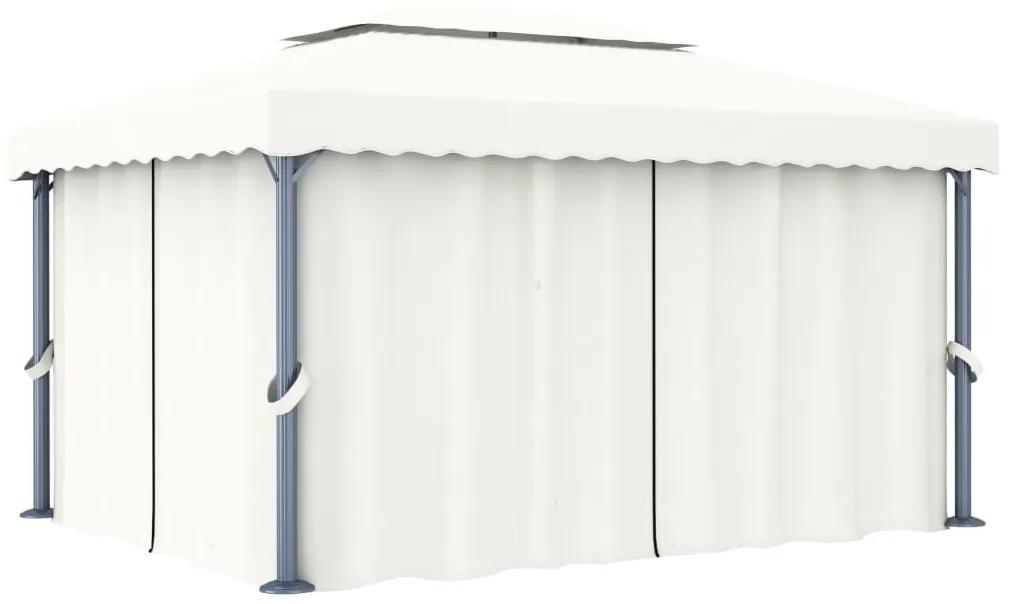 Gazebo com cortina 4x3 m alumínio branco nata